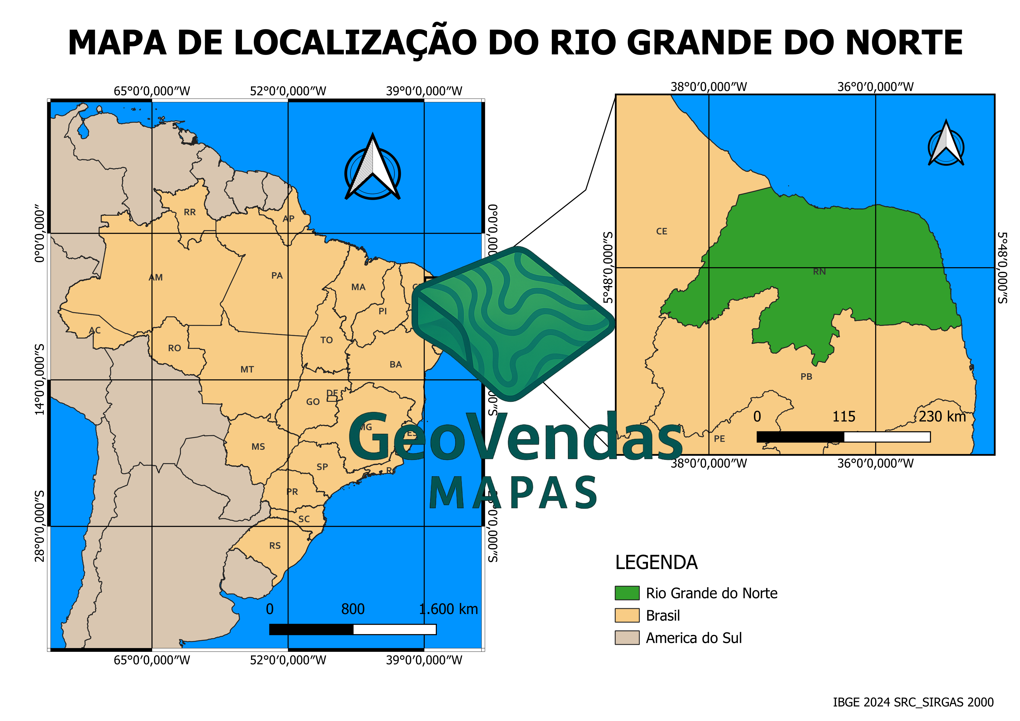 Mapa de localização do Rio Grande do Norte